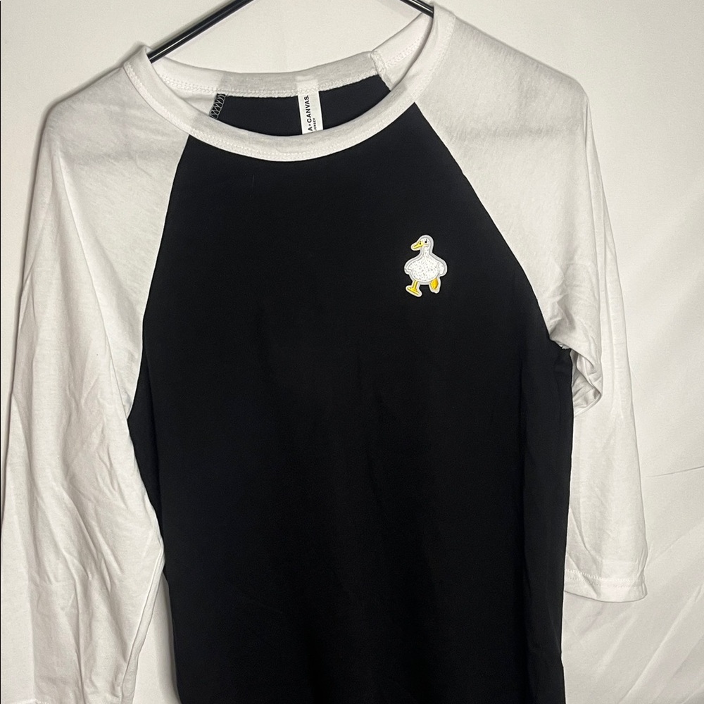 White and black long sleeve duck T-shirt